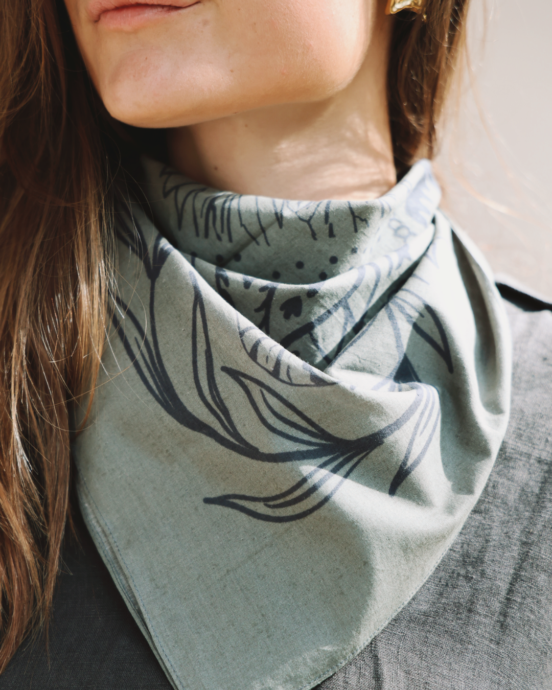 bandana vintage kaihana - kaki Version motif noir