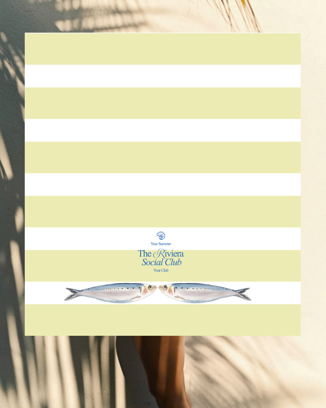 Club Riviera – paréo jaune méditerranéen illustration sardine Kaihana