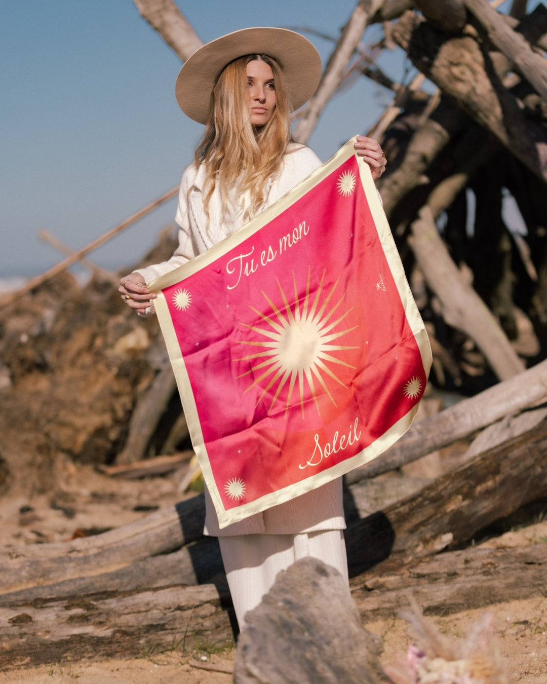 tu es mon soleil - kaihana - foulard soie et coton